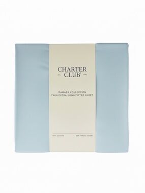 New Charter Club Twin Extra Long Fitted Sheet 100% Cotton 550 Thread Count